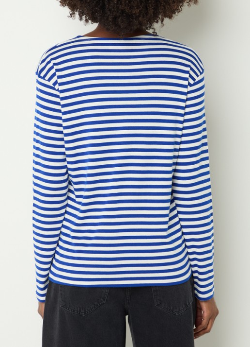 CLOSED Longsleeve met streepprint  - achterkant kobaltblauw