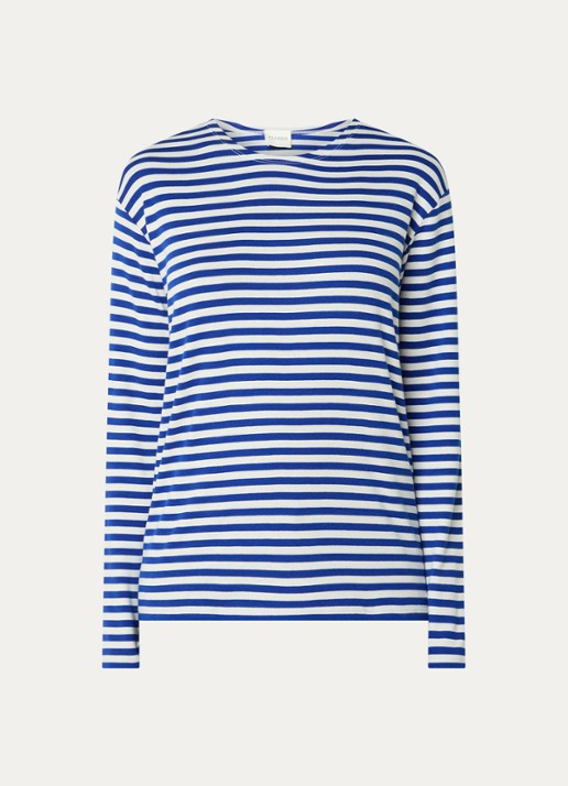 CLOSED Longsleeve met streepprint  - voorkant 3 kobaltblauw