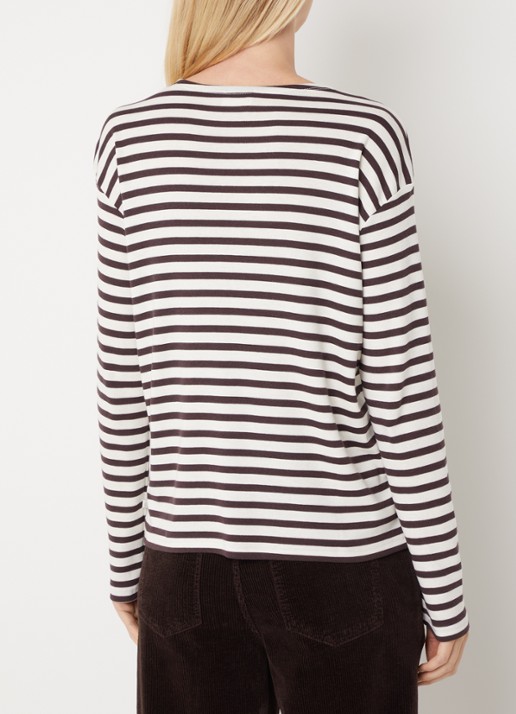 CLOSED Longsleeve met streepprint  - achterkant cinder brown-918
