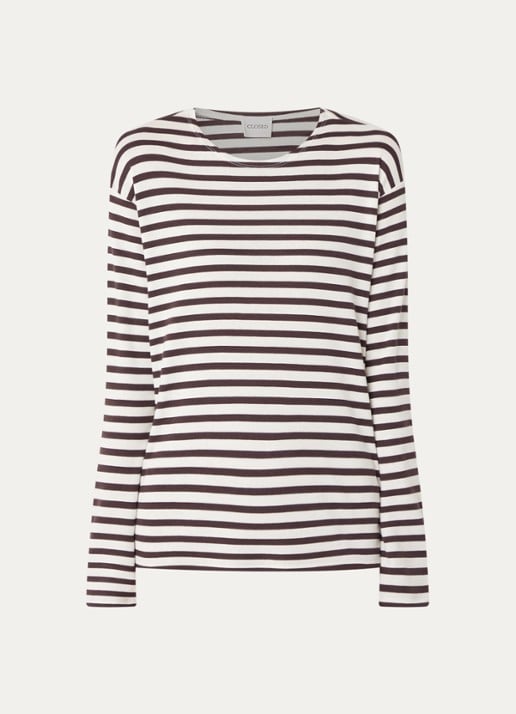 CLOSED Longsleeve met streepprint  - voorkant 2 cinder brown-918