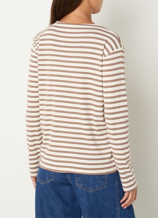 CLOSED Longsleeve met streepprint  - achterkant bruin