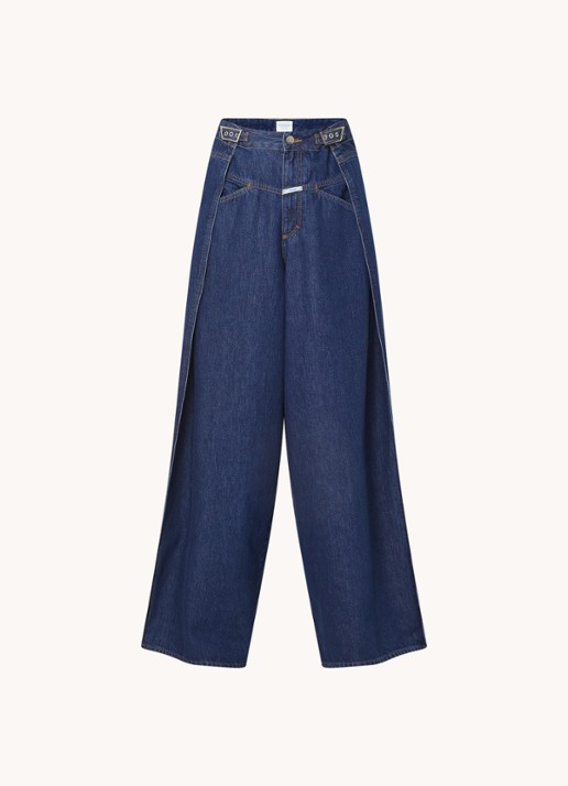 CLOSED Margo-X high waist wide leg jeans met ceintuur  - voorkant indigo