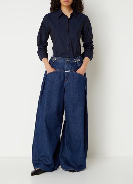 CLOSED Margo-X high waist wide leg jeans met ceintuur  - voorkant 2 indigo
