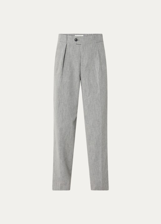 CLOSED Mawson high waist loose fit pantalon met pied-de-poule dessin - voorkant 3 lichtgrijs