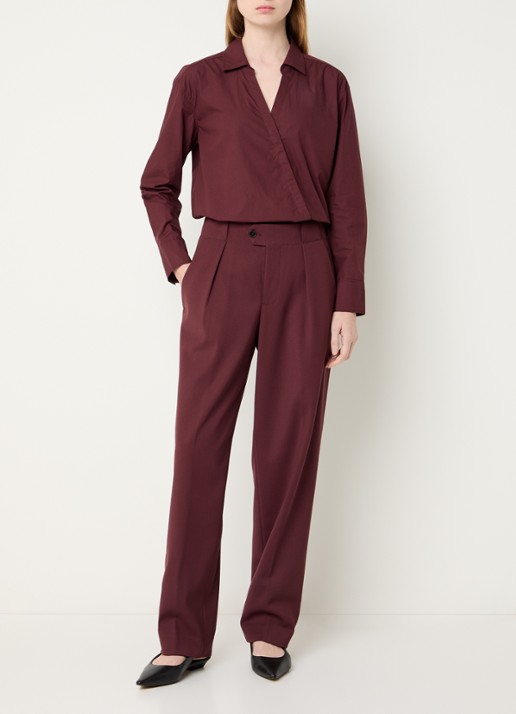 CLOSED Mawson mid waist loose fit pantalon in scheerwolblend - voorkant 3 bordeauxrood