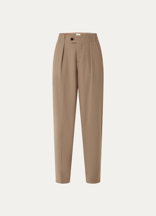 CLOSED Mawson mid waist tapered fit pantalon in wolblend - voorkant 2 beige