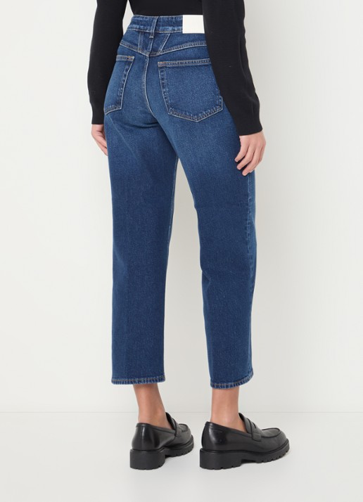 CLOSED Milo high waist cropped straight leg jeans met donkere wassing  - achterkant 3 donkerblauw
