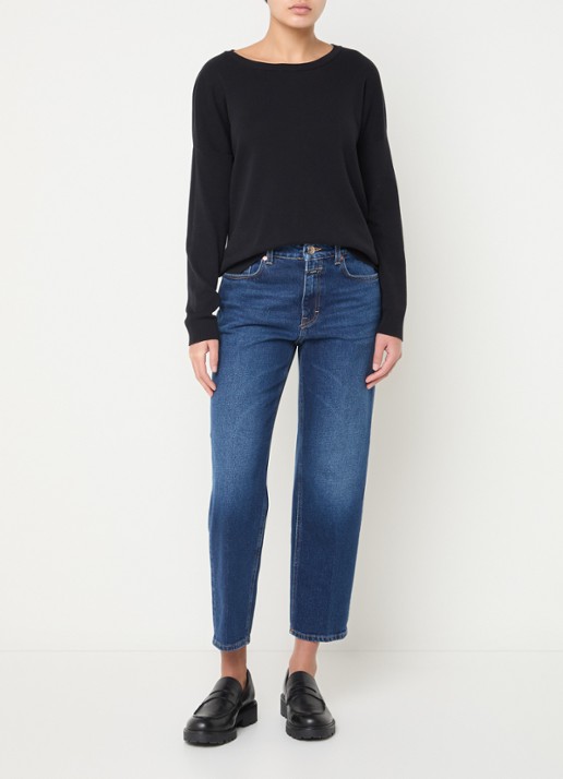 CLOSED Milo high waist cropped straight leg jeans met donkere wassing  - voorkant 2 donkerblauw