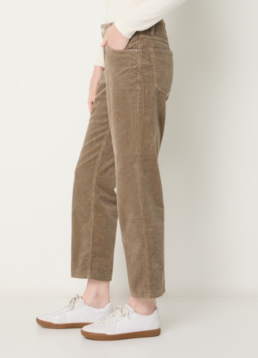 CLOSED Milo mid waist cropped straight fit broek van corduroy - detail 5 khaki