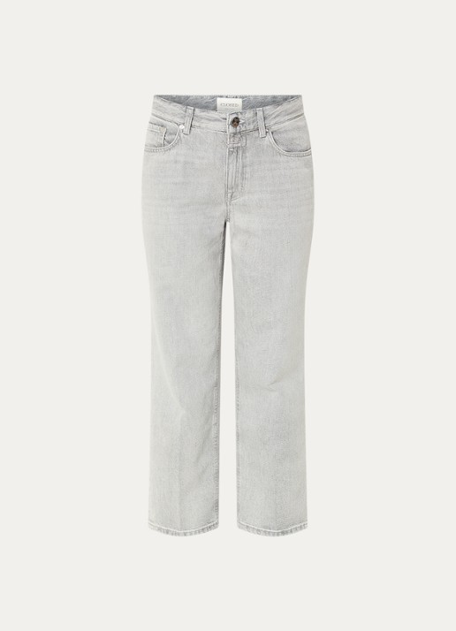 CLOSED Milo mid waist straight fit cropped jeans met gekleurde wassing  - voorkant 4 lichtgrijs