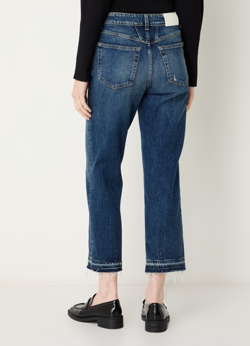 CLOSED Milo mid waist straight leg cropped jeans met medium wassing - achterkant indigo