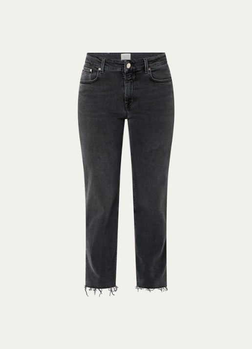CLOSED Milo mid waist straight leg jeans met gekleurde wassing - voorkant 4 donkergrijs