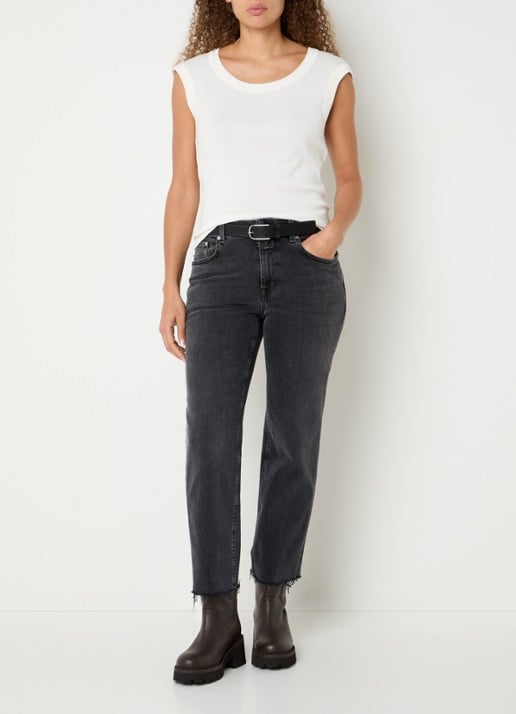 CLOSED Milo mid waist straight leg jeans met gekleurde wassing - voorkant 5 donkergrijs