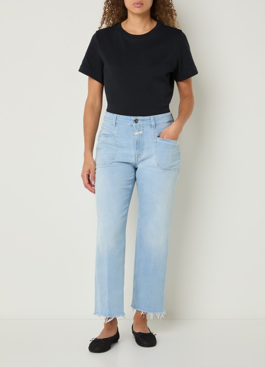 CLOSED Mira-x mid waist straight leg cropped jeans met lichte wassing - voorkant 3 indigo