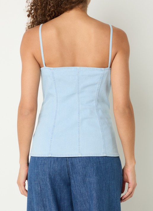 CLOSED Mouwloze top van denim - achterkant lichtblauw
