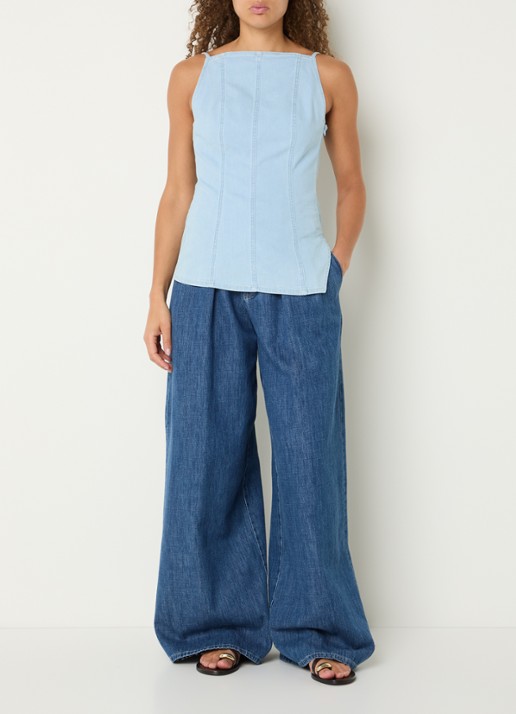CLOSED Mouwloze top van denim - voorkant 4 lichtblauw