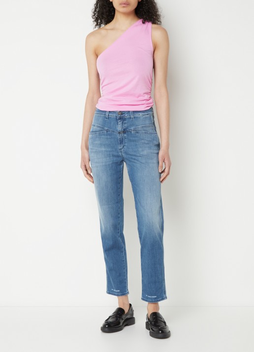 CLOSED One shoulder top van  katoen met plooidetail - voorkant 4 roze