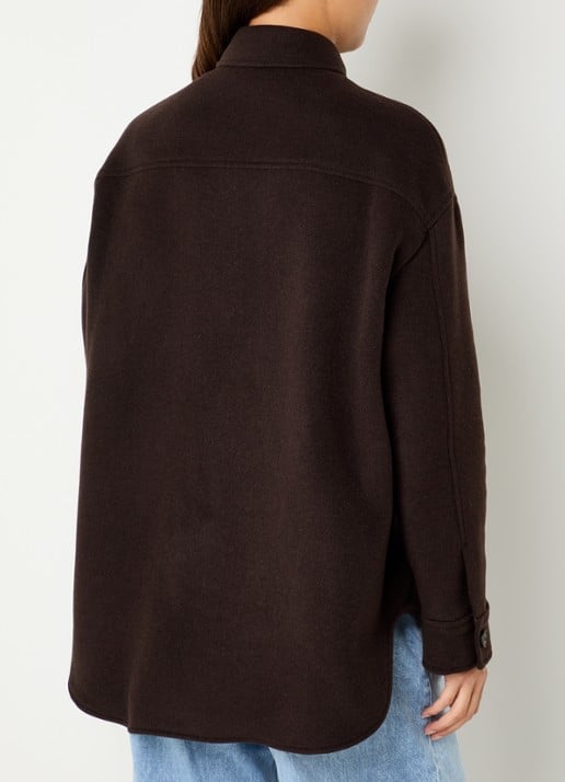 CLOSED Overshirt in wolblend met klepzakken - achterkant 4 donkerbruin