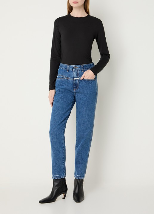 CLOSED Pedal Pusher high waist tapered jeans met medium wassing - voorkant 3 indigo