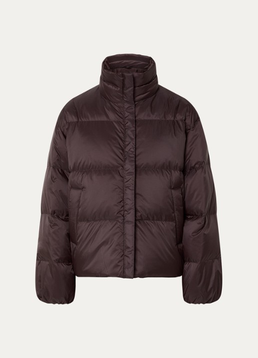 CLOSED Puffer jack met donsvulling en opstaande kraag - voorkant donkerbruin