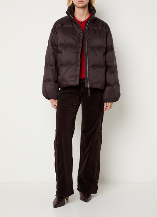 CLOSED Puffer jack met donsvulling en opstaande kraag - voorkant 2 donkerbruin