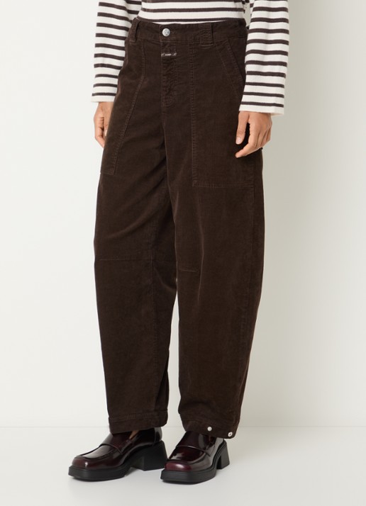 CLOSED Rhannon mid waist balloon fit broek van corduroy met opgestikte zakken