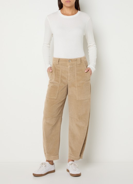 CLOSED Rhannon mid waist wide fit broek met steekzakken - voorkant 4 beige