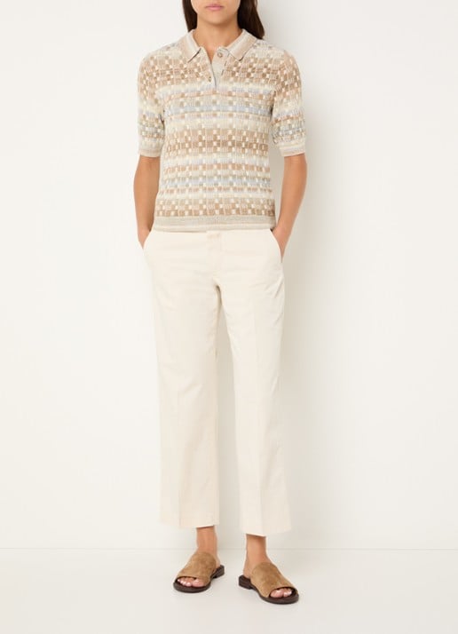 CLOSED Serandon high waist straight fit cropped chino met steekzakken - voorkant 3 gebroken wit