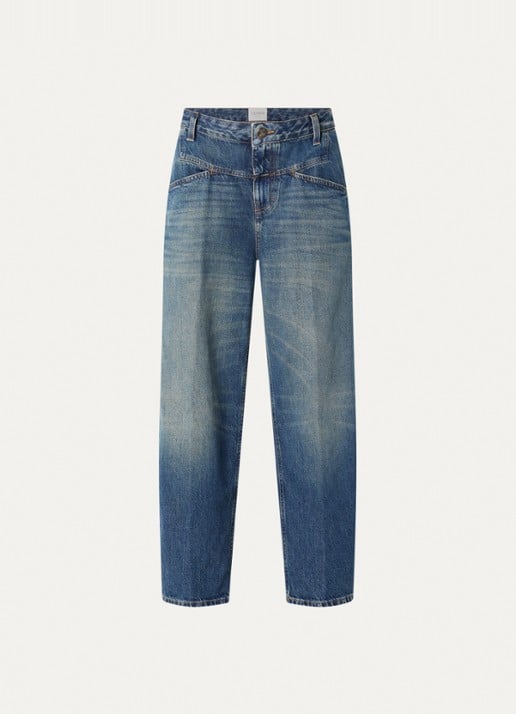 CLOSED Stover-x high waist wide fit jeans met medium wassing - voorkant indigo