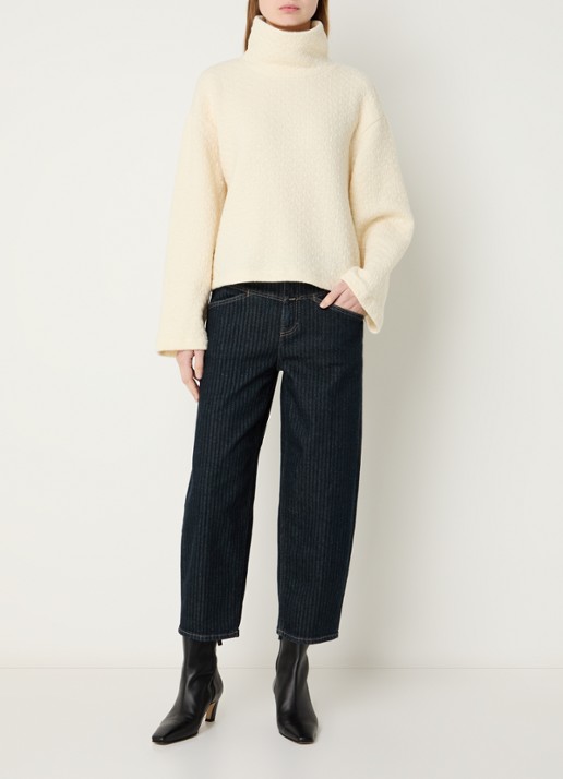 CLOSED Stover-X mid waist loose fit cropped jeans met donkere wassing - voorkant 4 indigo