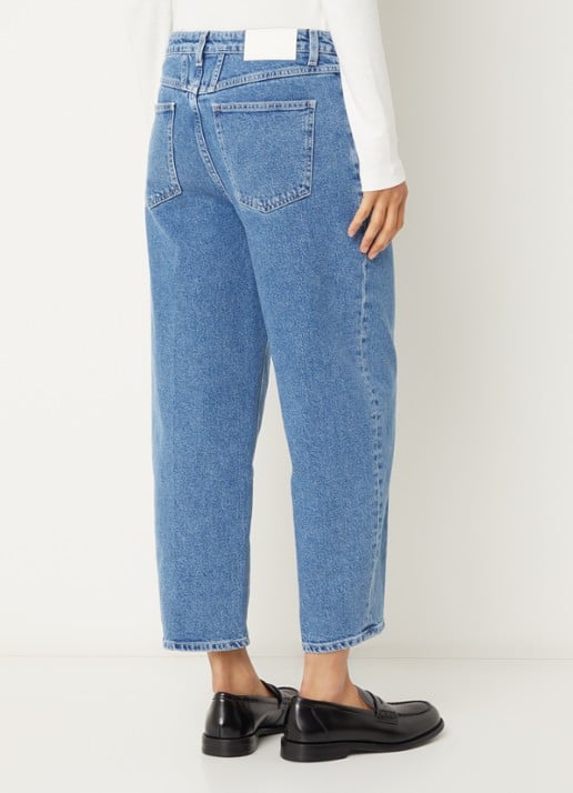CLOSED Stover-X mid waist tapered jeans met lichte wassing - achterkant 4 indigo