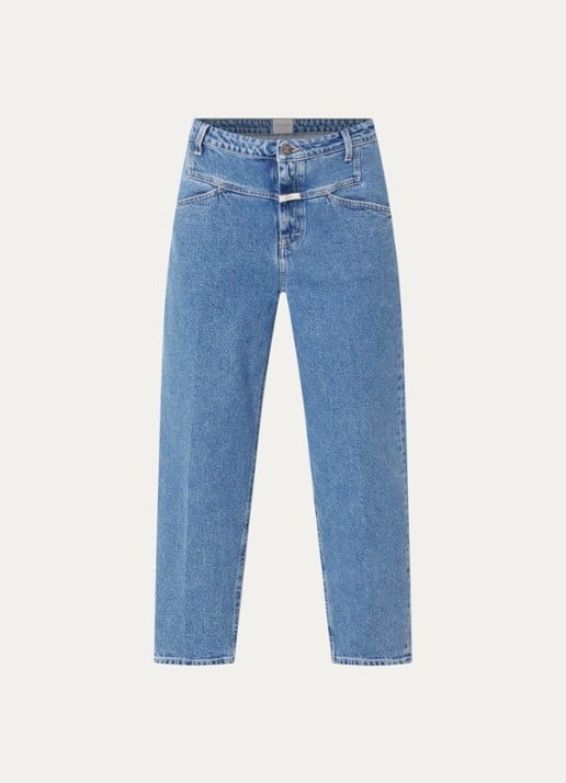 CLOSED Stover-X mid waist tapered jeans met lichte wassing - voorkant indigo