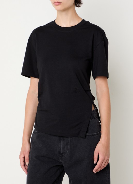 CLOSED T-shirt met logoborduring - detail 4 zwart