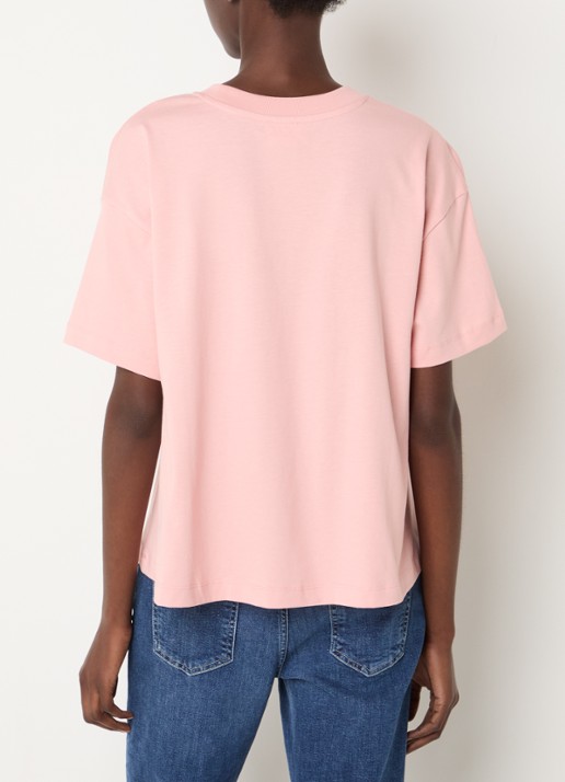 CLOSED T-shirt met logoborduring - achterkant roze