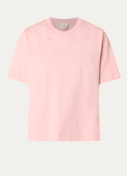 CLOSED T-shirt met logoborduring - voorkant 3 roze