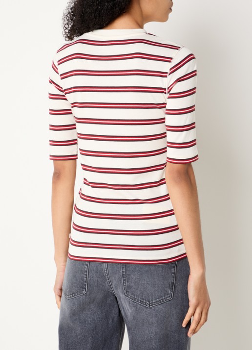 CLOSED T-shirt met streepprint - achterkant 2 gebroken wit