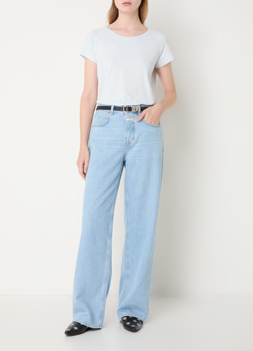 CLOSED T-shirt met stretch - voorkant 2 lichtblauw