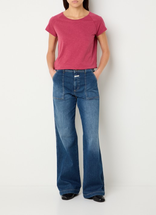 CLOSED T-shirt met stretch - voorkant 3 donkerrood