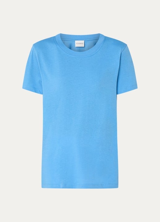 CLOSED T-shirt van  katoen met gemêleerd dessin - voorkant blauw