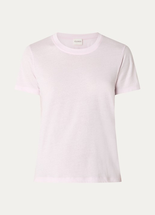 CLOSED T-shirt van  katoen met gemêleerd dessin - voorkant lichtroze