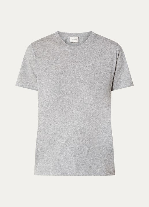 CLOSED T-shirt van  katoen met gemêleerd dessin - voorkant 3 grijsmele