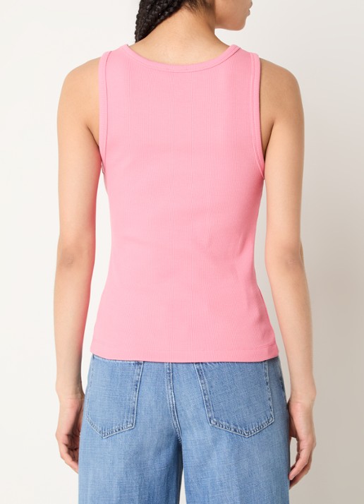 CLOSED Tanktop met ribstructuur en logoborduring  - achterkant 2 roze