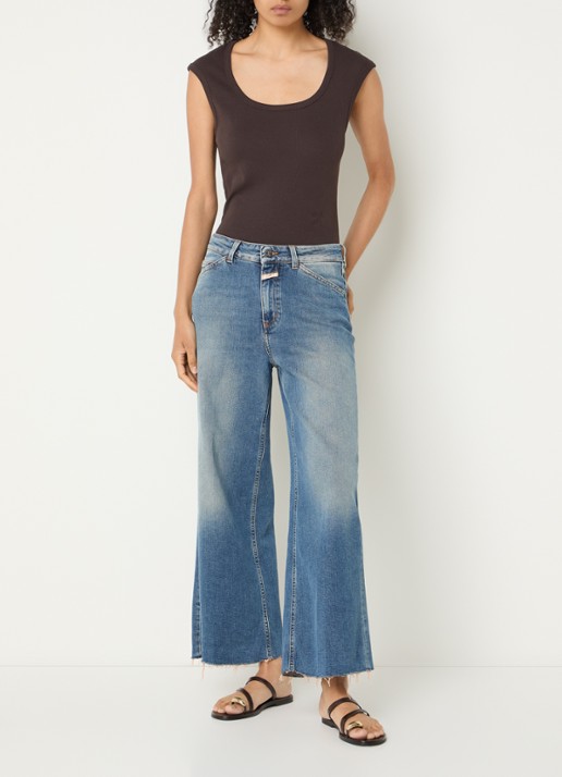 CLOSED Wera cropped high waist flared jeans met destroyed afwerking - voorkant 5 indigo