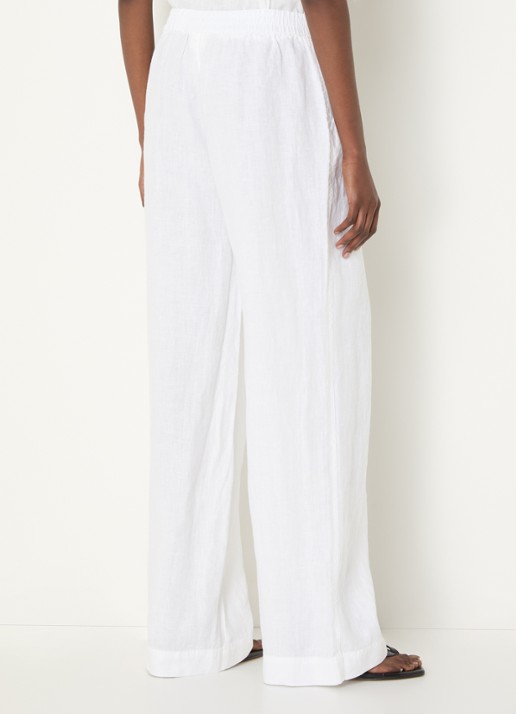CLOSED Winona high waist wide fit pantalon van linnen - achterkant 4 gebroken wit