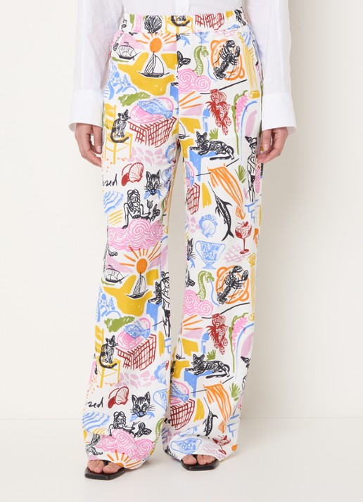 CLOSED Winona mid waist wide fit broek in linnenblend