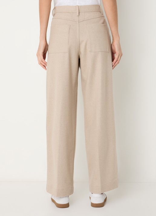CLOSED Wrenna high waist straight fit pantalon van wol met steekzakken - achterkant 3 beige