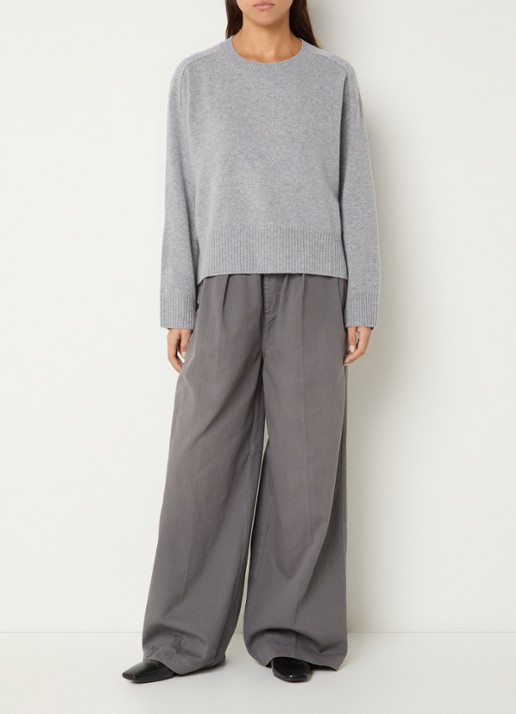 CLOSED Wynston high waist wide fit broek met steekzakken - voorkant 3 grijs