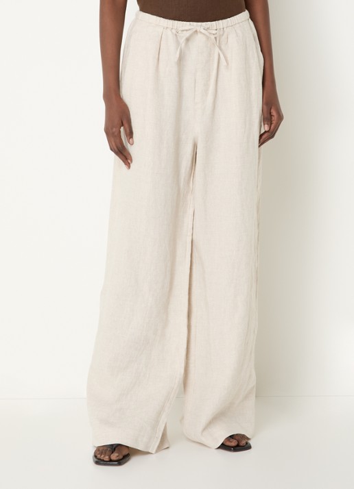 CLOSED Wynston high waist wide fit pantalon van linnen