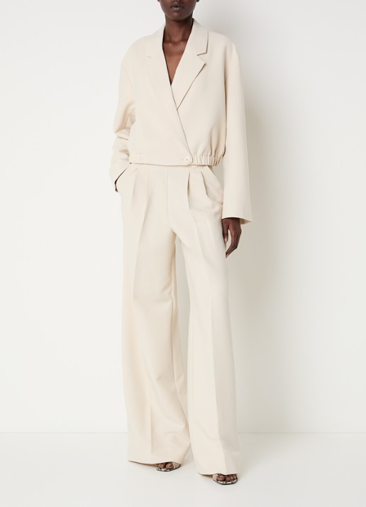 Co'Couture AcileCC cropped blazer met elastische band - voorkant 4 creme