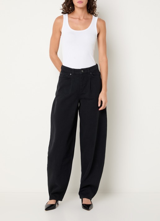 Co'Couture Akiracc high waist balloon jeans met gekleurde wassing - voorkant 3 zwart